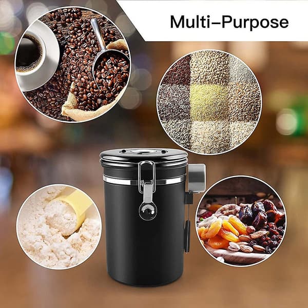 Vacuum Coffee Container 1.8L with Spoon, Compatible with Airtight Storage for Coffee Beans, Tea and Cocoa[JUN]