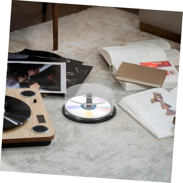 Empty CD/DVD Storage Box for 25 Discs, Compact Round Container for Home, Office, Bar, Practical Organizer