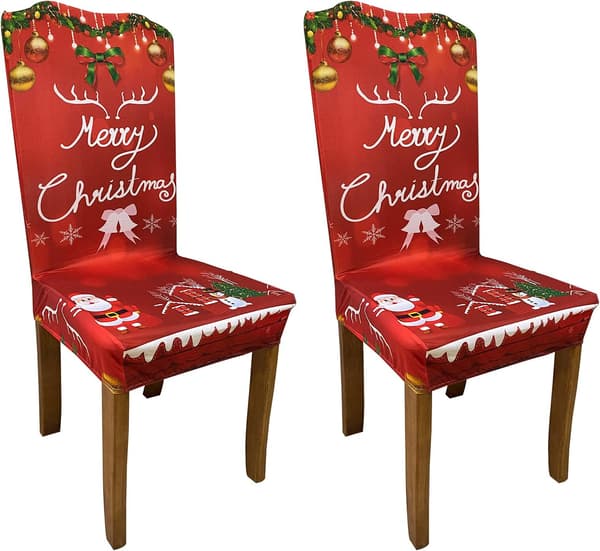 Julematstolstrekk - Sett med 2 stretchstoler Prot
