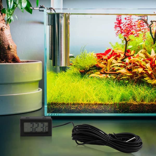 Kompakt temperaturmålerprobe, -50 til +110°C måleområde, 1m digital LCD med sort kabel, til 5 meters