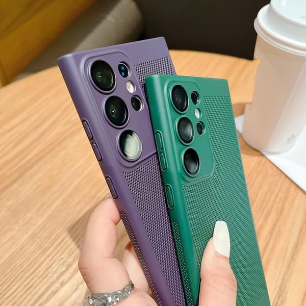 Rødt 1 stk. Stødsikkert Kølende Net Åndbart Cover til Samsung Hul Hårdt Glas Linsebeskyttelse (Til Galaxy S25 plus) s25plus s25plus