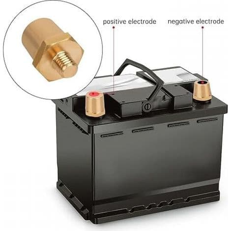 Et par M6 batteriadaptere i messing, batteripoler til lithium bilbatterier, batteripolsklemmer, batteripolsæt