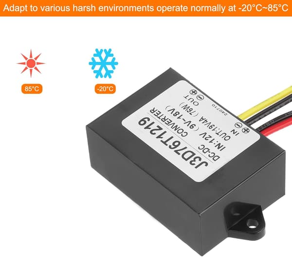 DC 12V til 19V strømomformer 4A 76W spenningsregulator IP67 vanntett transformatorforsyningsmoduladapter for bil lastebil solsystem -