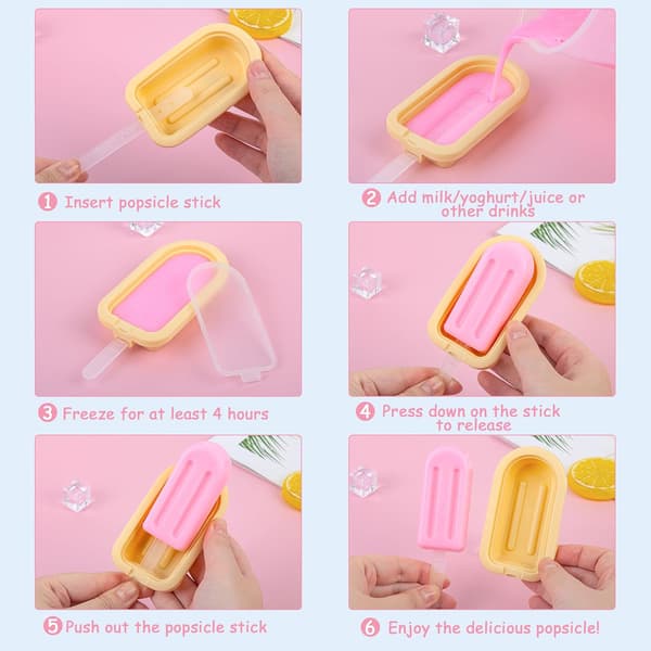 12 Isforme Silikone Popsicle Forme Cakesicles Silikoneform med Silikonelåg og 12 Popsicle Pinde til DIY Dessert og Popsicles