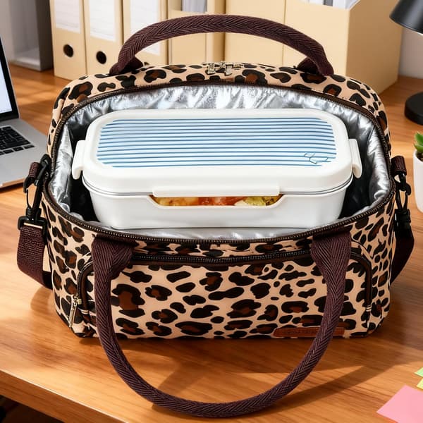 Stor Kjølebag 12L - Leopardmønstret Isolert Kjølebag - Dame Kjølebag Shopper Håndveske