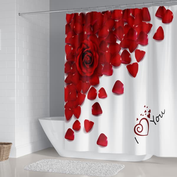 Valentinsdag bruseforhæng 150*180 cm, bruseforhæng