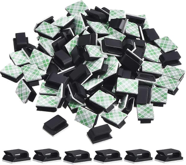 100 Pieces Self-Adhesive Cable Clips Wire Clips Cable Management Cord Holders (13 X 10 Mm, Black)