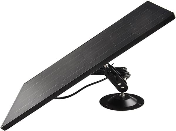 Udendørs kameraoplader og stativ, 10W solcelle 5V monokrystallinsk panel med justerbart sort kabel