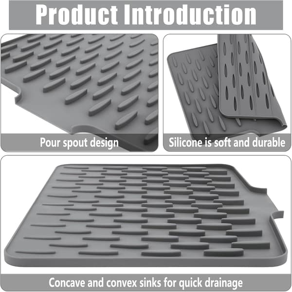 Silicone Dish Drying Mat, Non-Slip & Heat-Resistant Kitchen Drain Board[JUN]