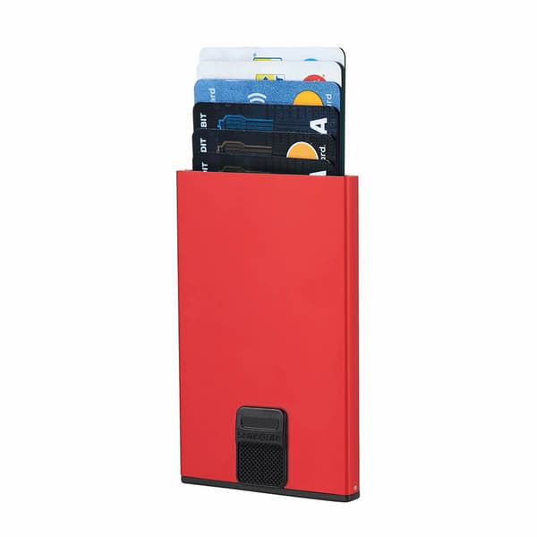 Plånbok ALUFIT RFID-kortfodral Slide Alu Röd