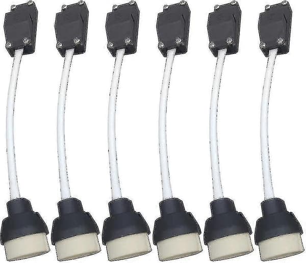 GU10 Lamp Holder 6-pack with Ceramic Base, Terminal Block and Insulation Sleeve for LED Halogen Lamps