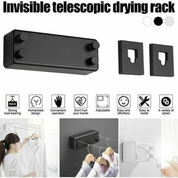 (pow yeah!) Retractable Clothesline for Outdoor Use with 2 Lines, Adjustable for Drying Laundry, 4.2 m Long, Black.