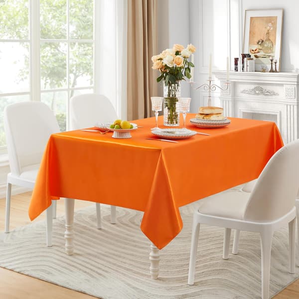 1-pack rektangulär bordsduk i satin, silkeslen och mjuk, satinduk 60 x 102 tum, orange, 1 st Orange 1pcs