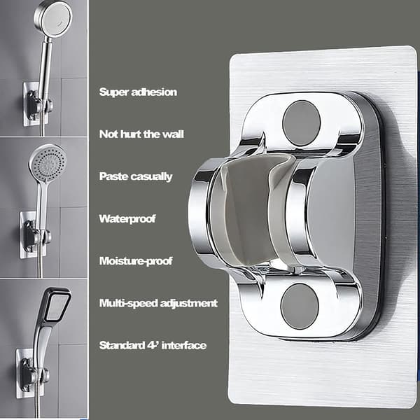 Justerbar vinkel dusjhodeholder 12 cm sterk selvklebende overdimensjonert panel