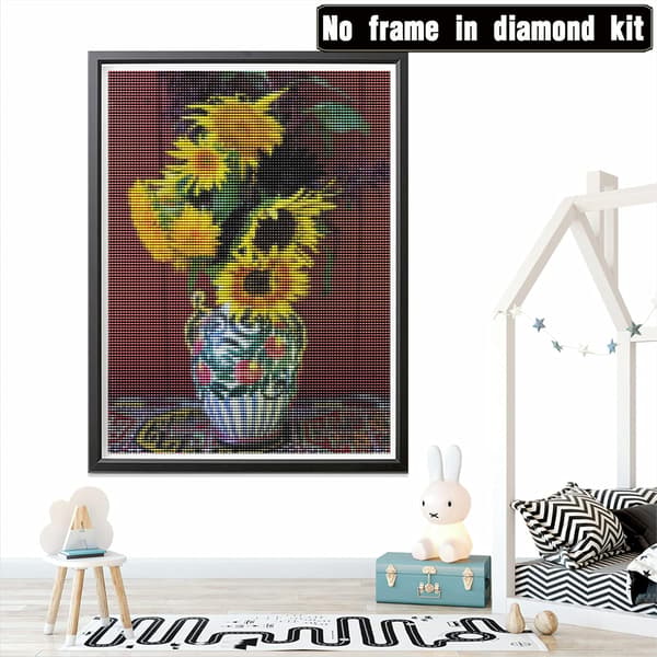 30x40 cm 5D Timanttimaalaus Auringonkukkamaljakko, DIY Timanttimaalaussarjat