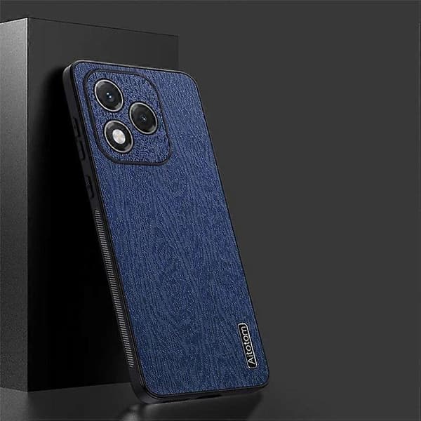 For Honor 400 Lite 5G Fodral Träkorn PU-läderbelagd PC TPU Telefonfodral (Blå)