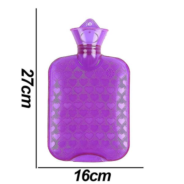 Thickened High-Density PVC Heart-Shaped Hot Water Bottle -26 (Transparent Purple)