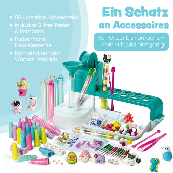 Clementoni Creative Pen Studio - DIY Pen-fremstillingssæt med 50+ tilbehør, kreativt legetøjsgave til børn 6+ år