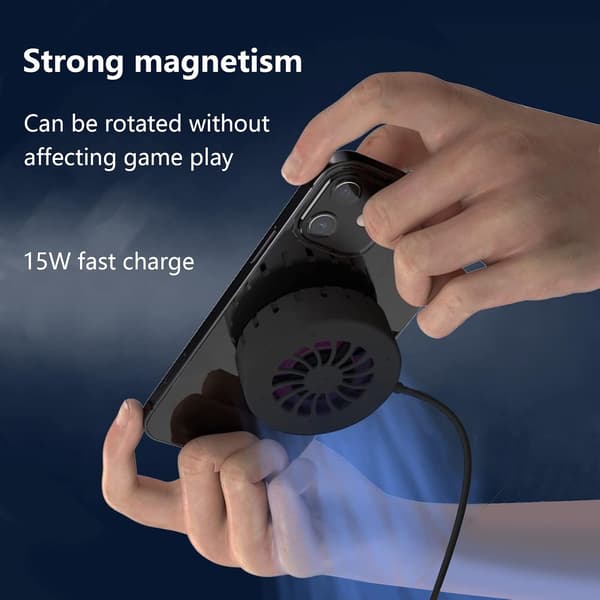 Magnetisk køleradiator egnet til iPhone 15W trådløs oplader, trådløs oplader til spil varmeafledning (Sort)