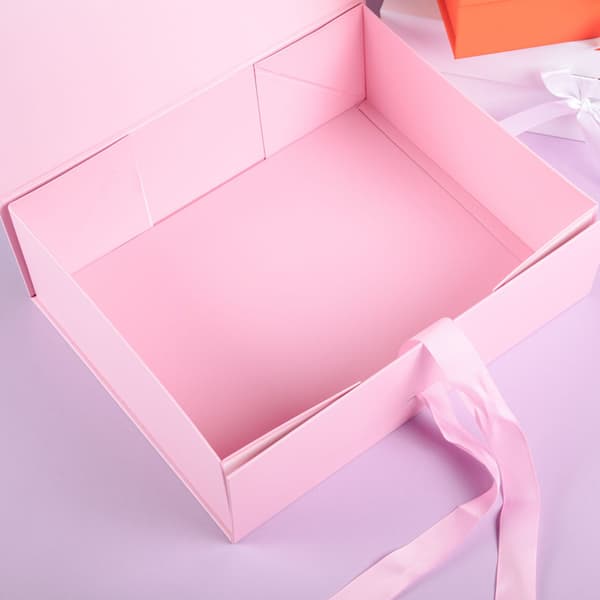 Pink medium size gift box with ribbon, bow gift box magnetic gift