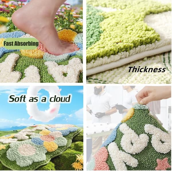 Non-Slip Bath Mat, Soft Microfiber Bathroom Rug, Machine Washable Absorbent Shower Mat for Bathroom, Kitchen, Bedroom