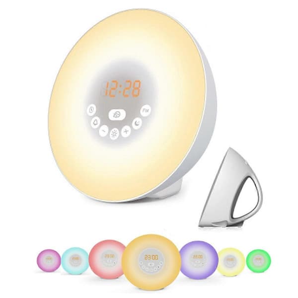 Wake-up Light Alarm Clock - Sunset & Sunrise Simulation, Daylight Alarm with 2 Alarms, 10 Brightness Levels, Snooze Function