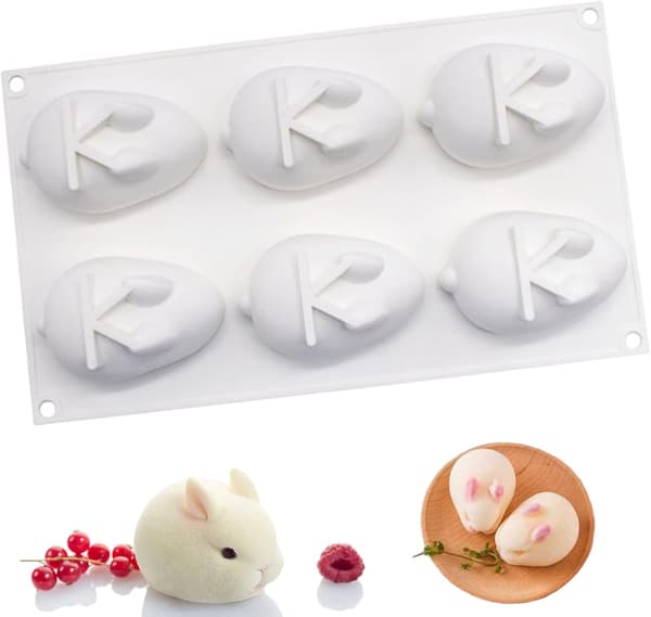 Kanin Silikonform, 6 Hulrom, 3D Kaninform Silikonform