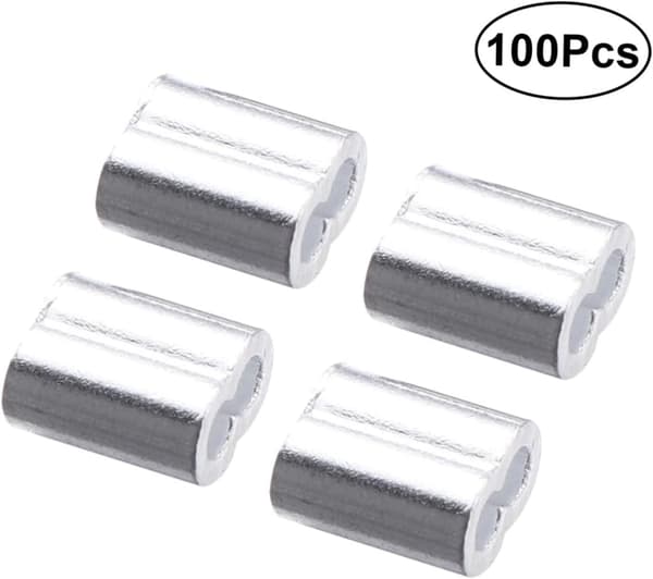 100 st dubbla hål aluminiumhylsor för stålvajerskarv
