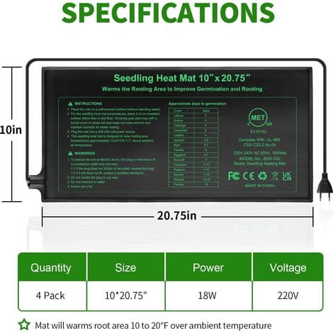 Plant Heating Mat, Greenhouse Heating Mat, Waterproof Seed Germination Heating Mat, Hydroponic Seed Starting Heating Mat