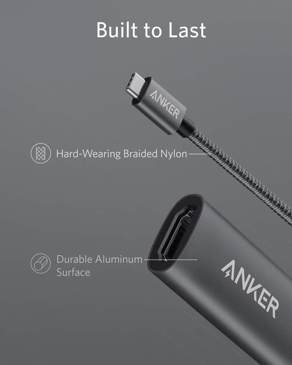 Anker USB C til HDMI-adapter (4K@60Hz), 310 USB-C-adapter (4K HDMI), for MacBook Pro, MacBook Air, iPad Pro, Pixelbook, XPS, Galaxy og