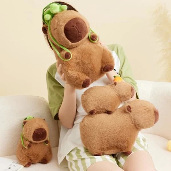 (pow yeah!) Capybara Plush Toy 25 cm Capybara Wearing Turtle Realistic Soft Capybara Toy Soft Plush Capybara Plush 25 cm