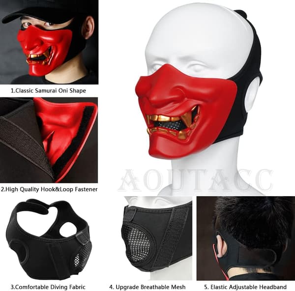 Airsoft Halvmasker, Ond Dämon Monster Kabuki Samurai Hannya