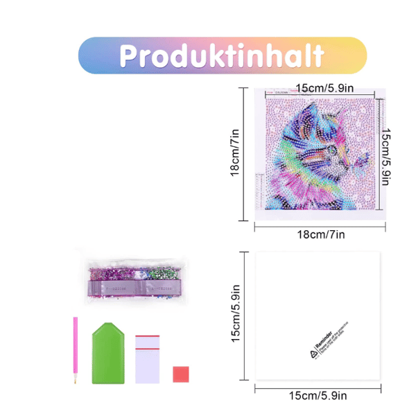 Diamantmaleri Barn Katt, 5D DIY Diamantbroderi Fullt Sett m/ramme