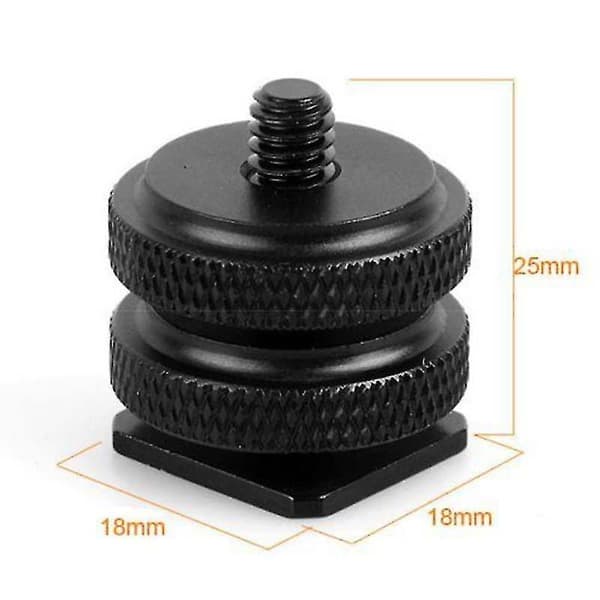 1/4 Tommer Dobbelte Møtrikker Stativmontering Skrue til Flash Kamera Hot Shoe Adapter