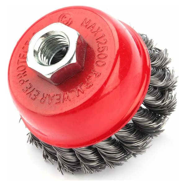 Stålbørste til vinkelsliber - 4 stk. snoede stålbørster M14 75mm / 100mm, TRIMEC