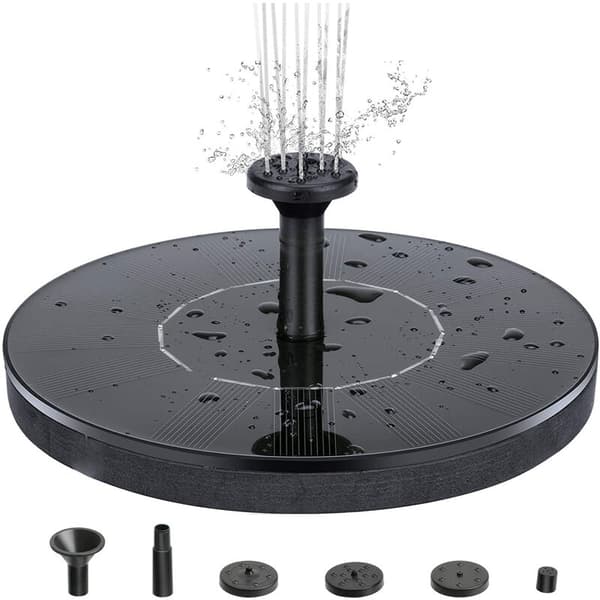 Solar fontene med solpumpe, solcellepanel, hage, landskap, vanningssett for svart hagedam, 13 cm diameter