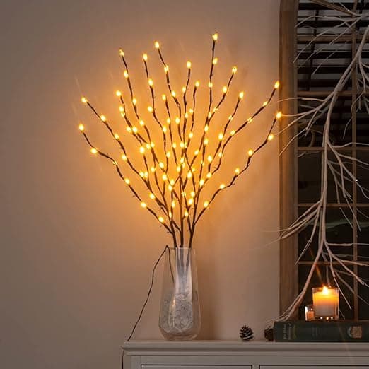Lys 77 cm 3-pak kvistgrener med 90 LED-grenlys Vanntett adapter-FM-