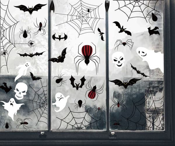 8 Halloween-ikkunatarrat, Halloween-koristeet