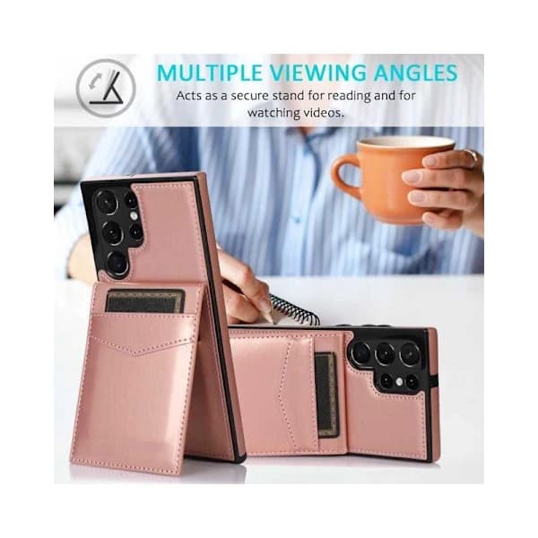 Samsung S24 Ultra, Mobile Case, Card Holder 5 Slots, Retro V3, Rose Gold