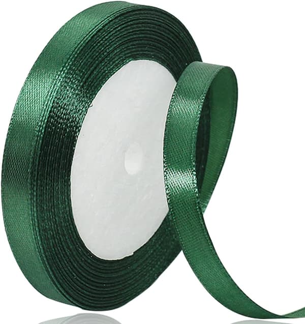 Mørkegrønt satengbånd 10mm x 22m, satengbånd for gaveinnpakning