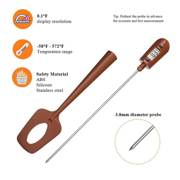 Digital LCD Candy Spatula Thermometer, Instant Read Meat and Candy Thermometer Temperature Reader and Stirrer in One BPA-Free Food Grade
