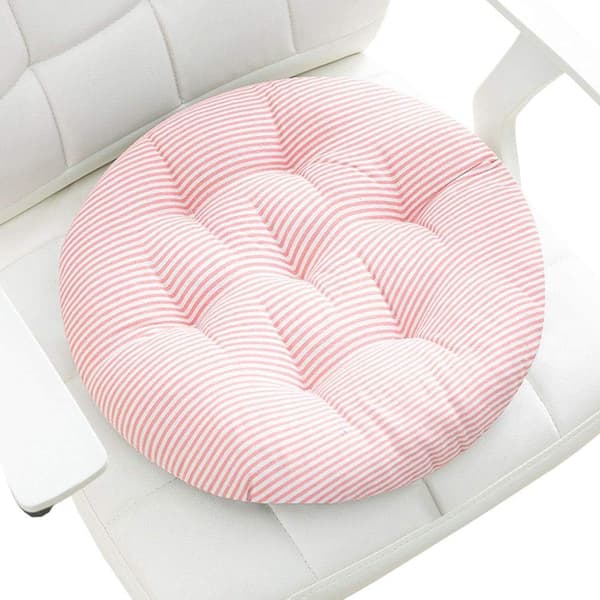 40x40cm Round Pink Striped Printed Chair Cushion Soft Class Offic