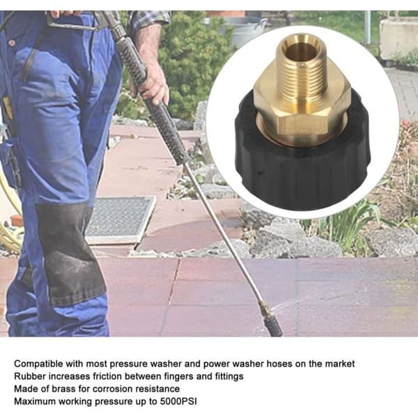 Messing- og gummiadapter til højtryksrenserforbindelse G14 M22 X 15 mm 5000 PSI YYV