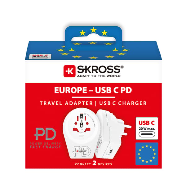 World to Europe USB C20PD Vit