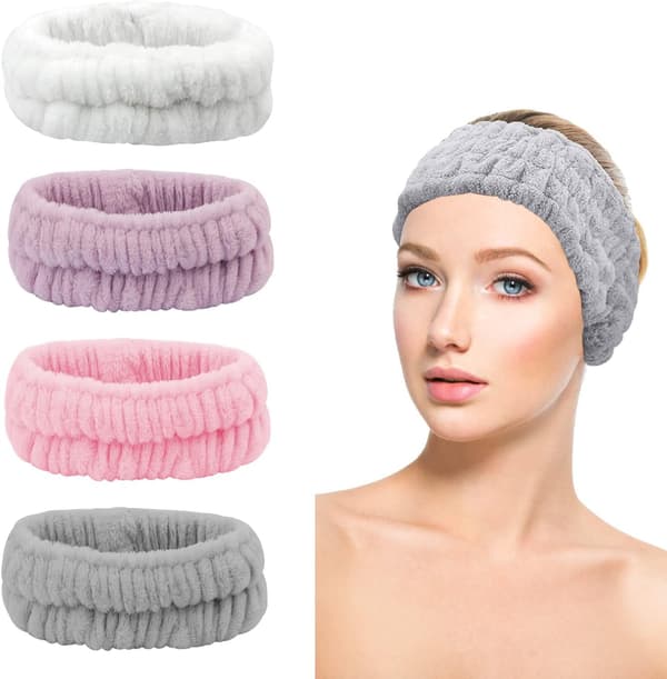 4 makeup pandebånd, elastisk makeup hårbånd vaskbart pandebånd F