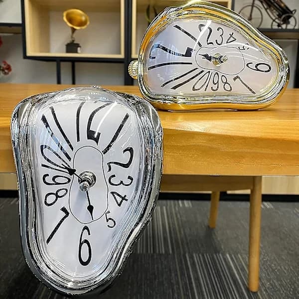 (pow yeah!) Wall Clock, Salvador Dali Melting Clock, 18 cm Surreal Table Clock, Modern Home Decor