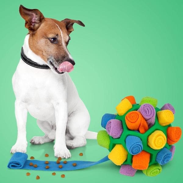 Snusebold til hunde, interaktivt hundepuslespil, bidefast legetøjsbold til små og mellemstore hunde