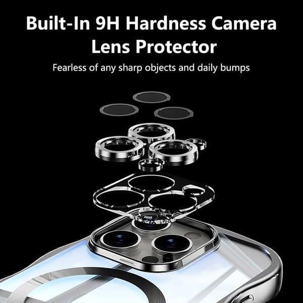 Magnetic Protective Case, Shockproof Liquid Silicone Protective Case with Camera Protection, Silver