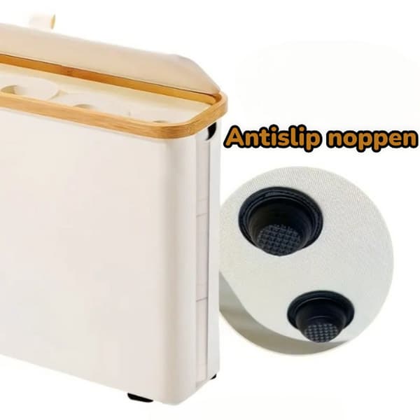 Toilet Paper Holder Storage Basket with Lid, Foldable Space-Saving Wood Design, Bathroom Organizer for up to 12 Rolls, White