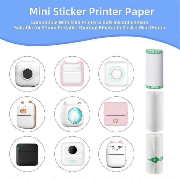 10 ruller termisk papir selvklæbende etiketpapir, til mini etiketprinter bærbar termisk